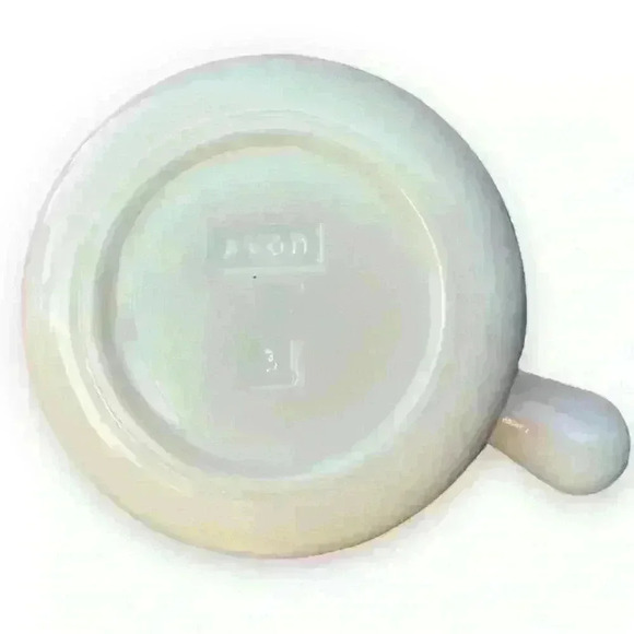 1970´s Avon mod patchwork print milk glass soup mug/trinket dish/shaving mug - Picture 6 of 6